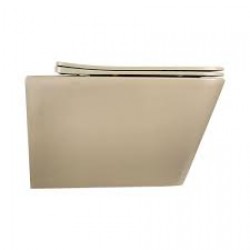 Λεκάνη Κρεμαστή Πορσελάνης Cerastyle Hera Rimless με Κάλυμμα Αντιβακτηριακό Slim Soft Close 019708-w-97 Cappuccino Ματ (Μπεζ)